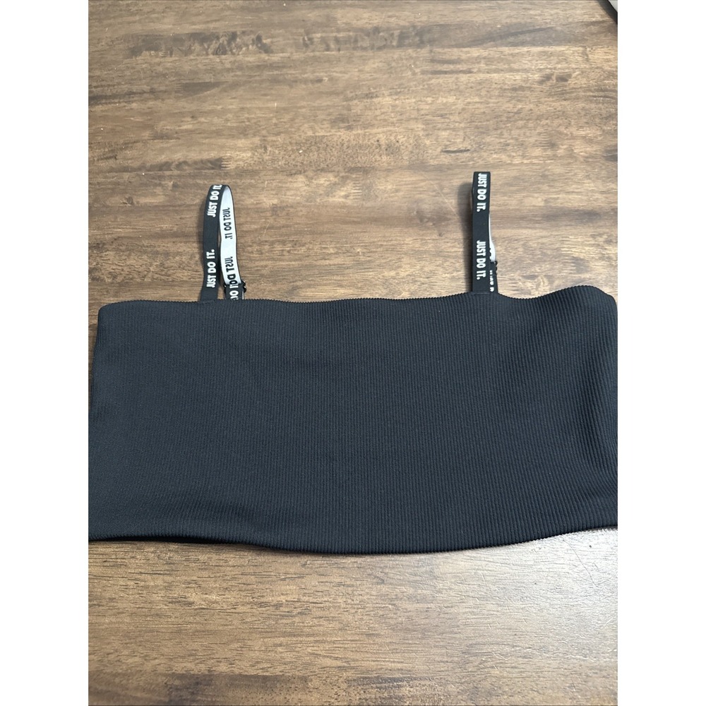 Nike Sportswear "Just DO IT" Black Ribbed Bandeau Bralette Athletic Crop Top XL